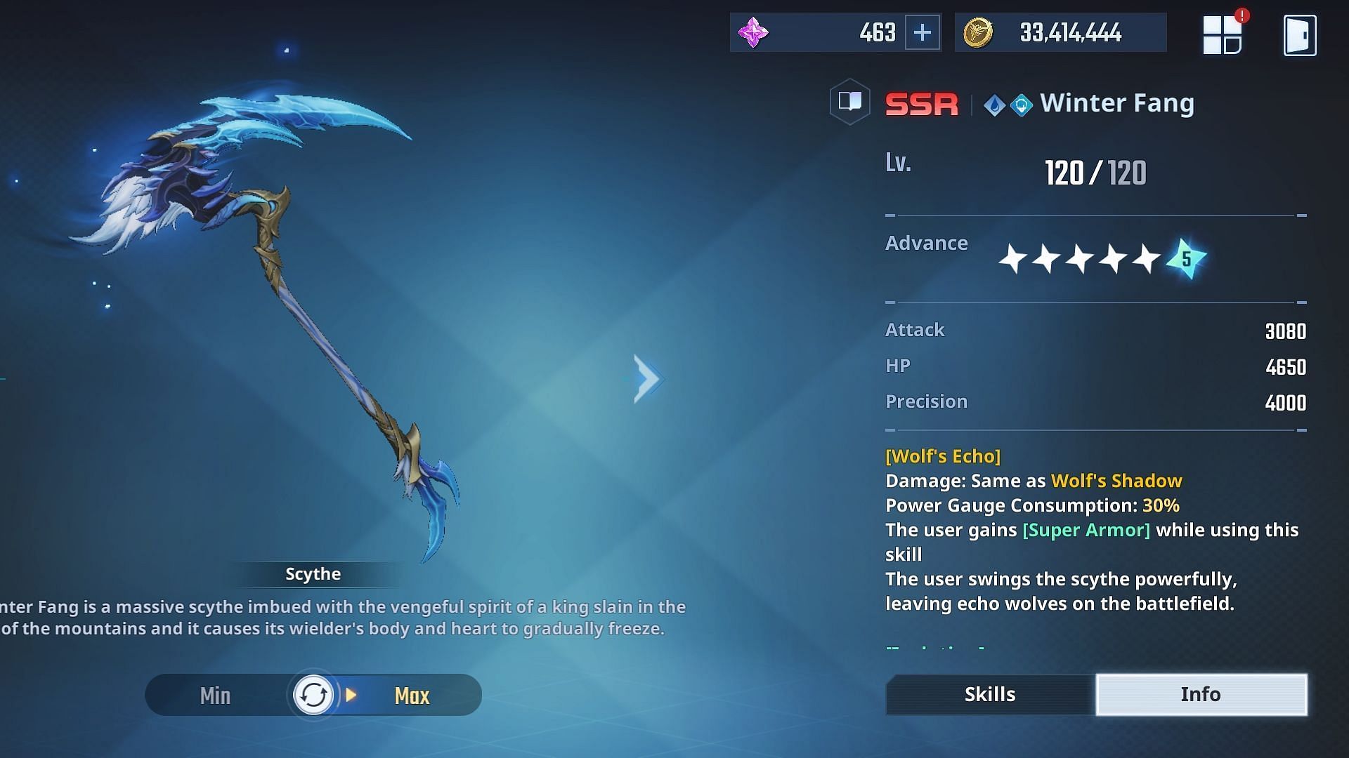 Stats of the latest Sung Jinwoo weapon (Image via Netmarble)